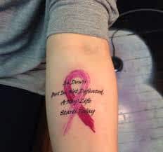 First tattoo a breast cancer ribbon in memory of my mother Done by  Anthony at Damascus Tattoo Company  rtattoo