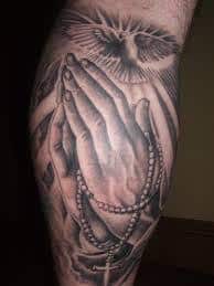Tattoo uploaded by Dhruv  Praying hands tattoo with dove and rosaries for  his first tattoo Not bad   Tattoodo