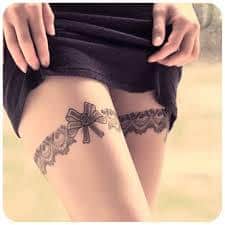 50 Lace Belt Garter Tattoos Designs 2023 Gun Bow on Thigh Leg