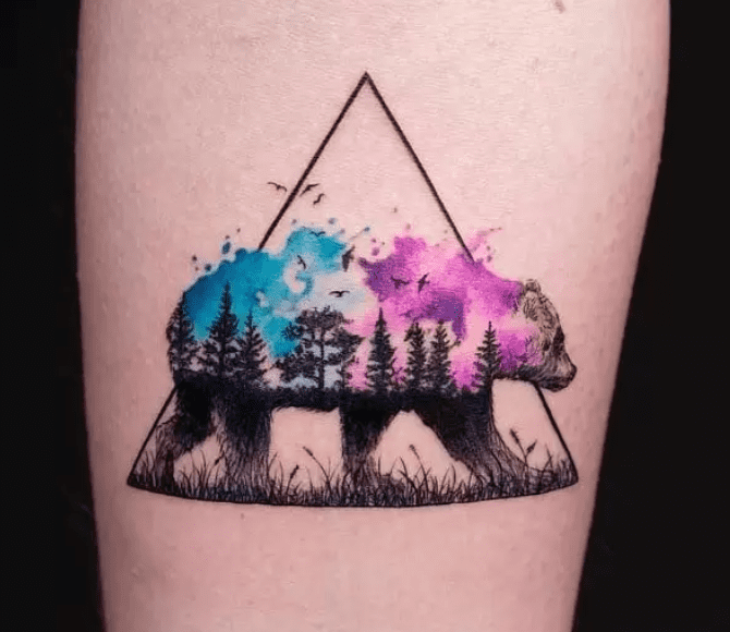 Tattoo tagged with aurora geometric shape small circle watercolor  tanseldarko facebook nature twitter forest inner forearm   inkedappcom